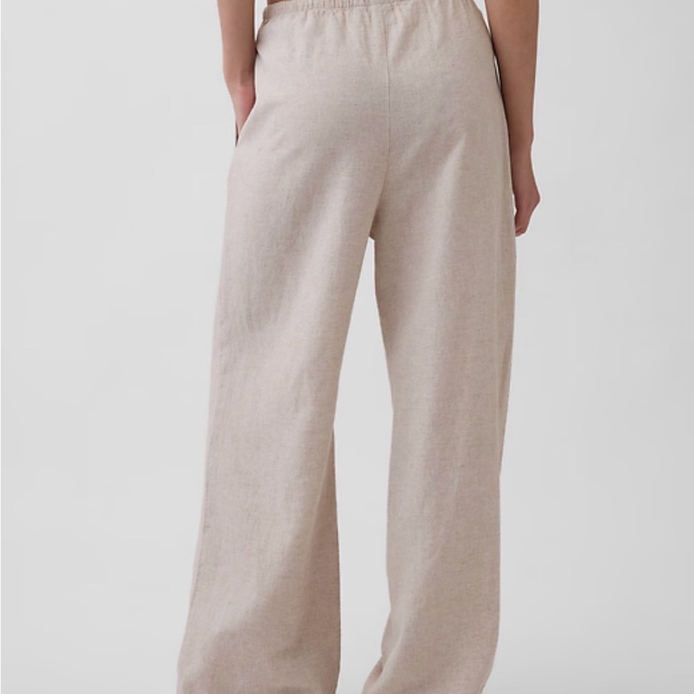 GAP Women's Linen Blend Flax Beige Wide-Leg Drawstring Pants Pockets. NWT. Sz XL - Picture 2 of 10